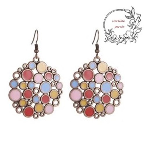 Boucle d'oreille style bohème multicouleur