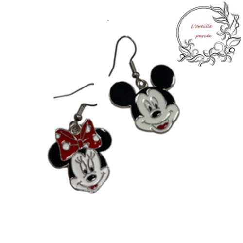 Boucle d'oreille duo minnie et mickey disney