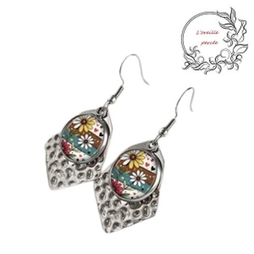 Boucle d'oreille fleur de marguerite