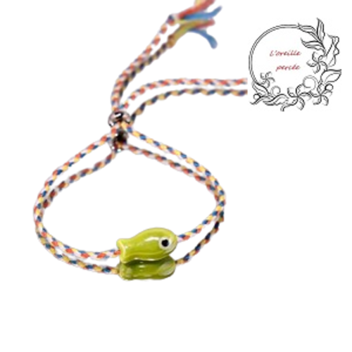 Bracelet poisson vert anis céramique