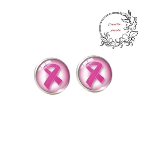 Puce oreille ruban rose "octobre rose"