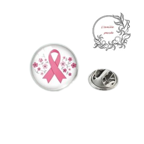 Broche pin's ruban rose "octobre rose"