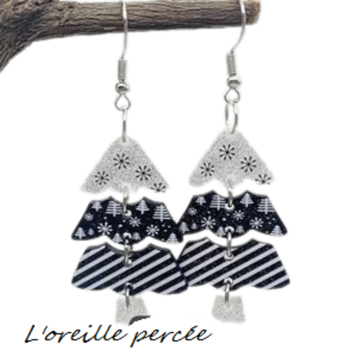 Boucle d'oreille sapin de noël