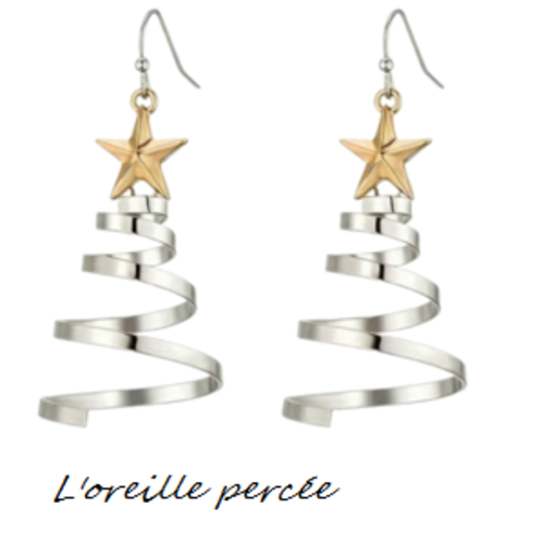 Boucle d'oreille sapin de noël 3d