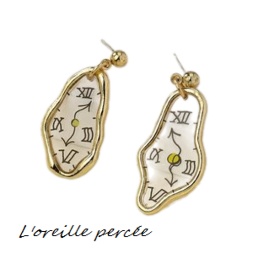 Boucle d'oreille pendule dorée gondolée