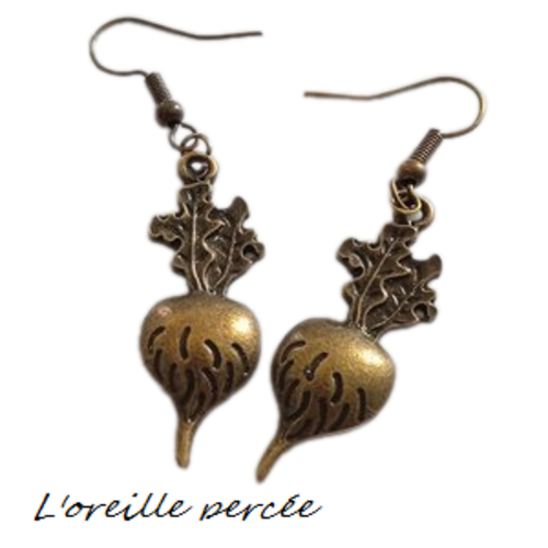 Boucle d'oreille radis bronze
