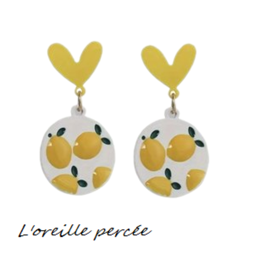Boucle d'oreille motif citron