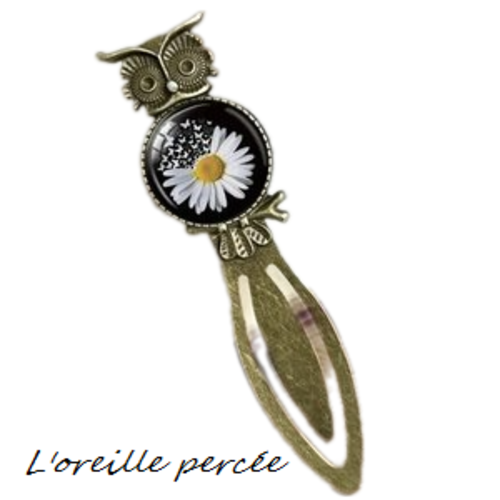 Marque page hibou et marguerite