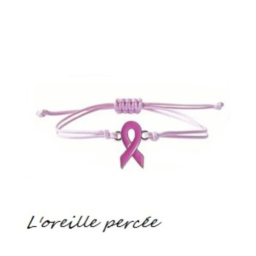 Bracelet cordon ruban rose