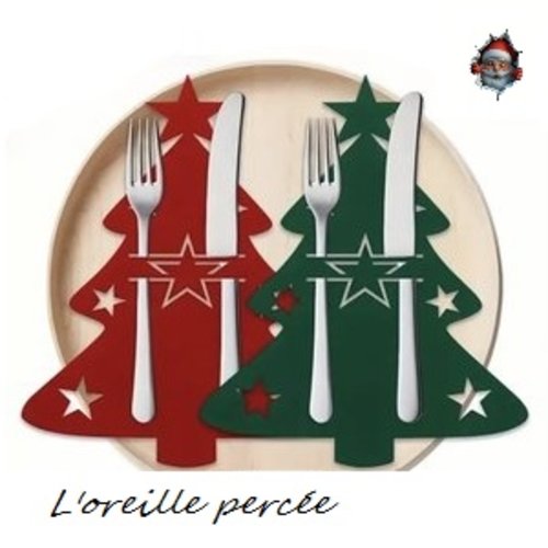 Porte couverts sapin de noël en feutre