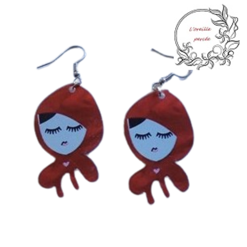 Boucle d'oreille chaperon rouge