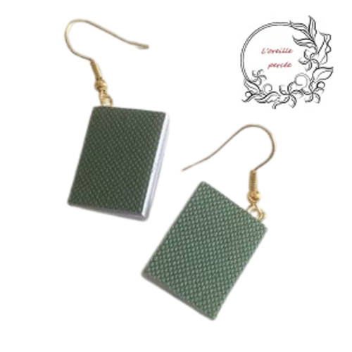Boucle d'oreille livre ouvert vert