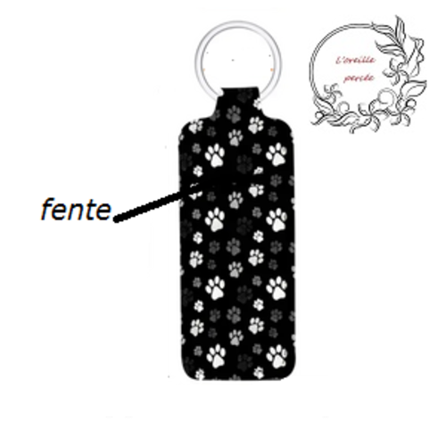 Etui à baume à lèvres porte clés motif empreinte d'animal