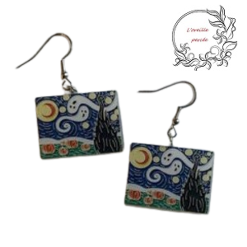 Boucle d'oreille tableau van gogh