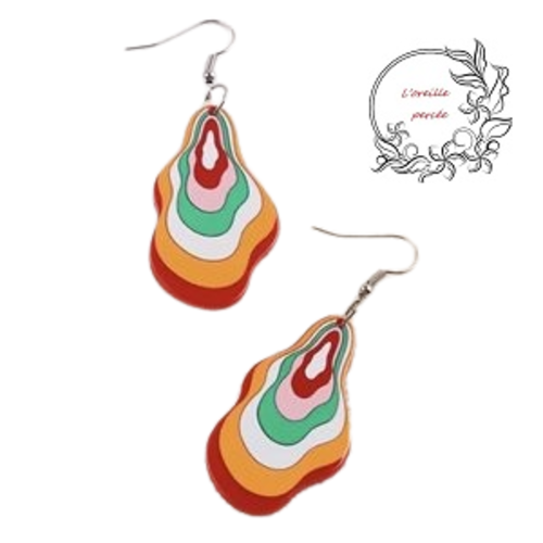 Boucle d'oreille imprimée géométrique colorée