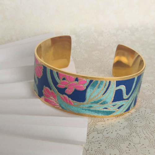 Bracelet motif fleurs art nouveau, doré