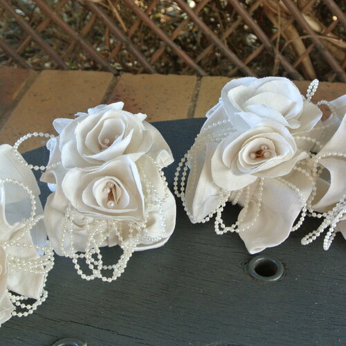 Ronds de serviette en toile ancienne et perle