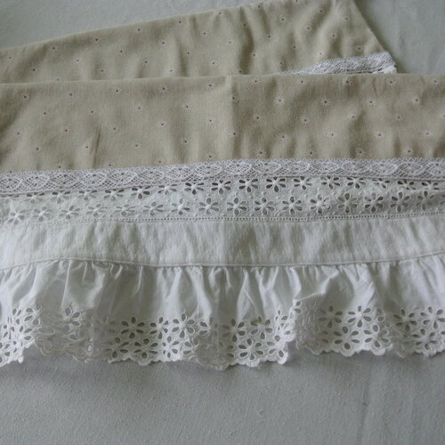 Paire de petits rideaux en broderie anglaise