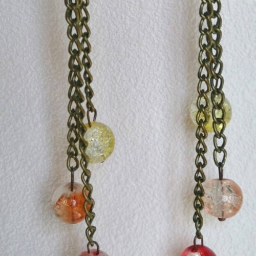 Boucles d'oreille bronze et chainettes avec perles