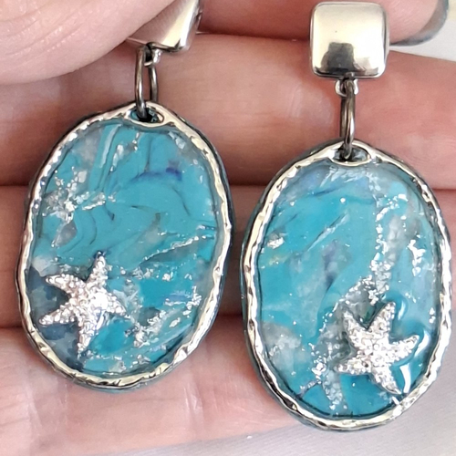 Boucles d'oreilles pendantes "étoile des lagons"