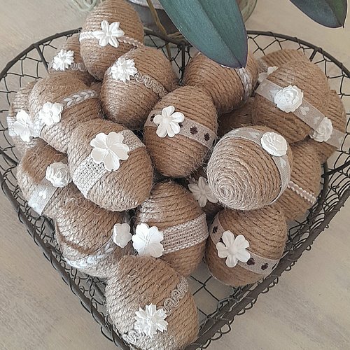 Œufs en ficelle de jute lot de 6