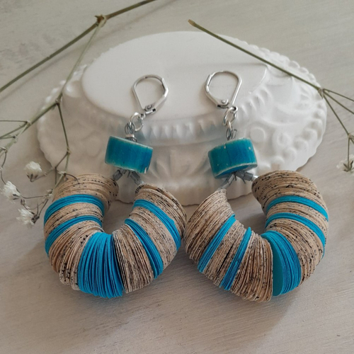 Boucles d'oreilles en papier fait main