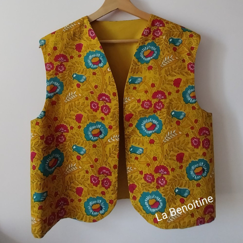 Gilet sans manches réversible,  femme, fait-main.