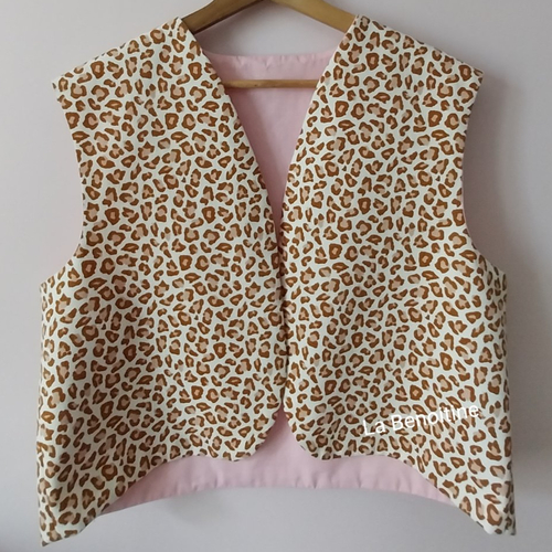 Gilet sans manches réversible,  femme, fait-main.