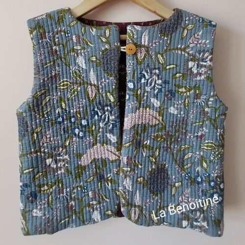 Gilet sans manches réversible enfant, fait-main.