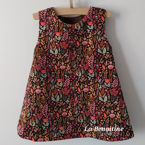 Robe trapèze en velours,  2 ans.