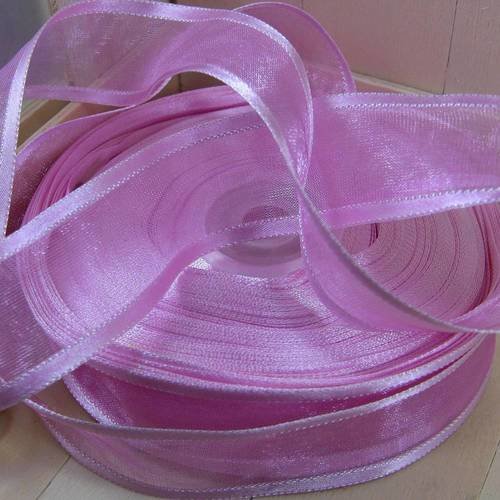 LOISIRS CREATIFS 5 m ruban satin ROSE bordé ARGENT 452