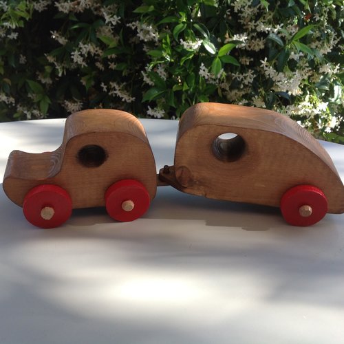 Jouet en bois - voiture et caravane - création artisanale