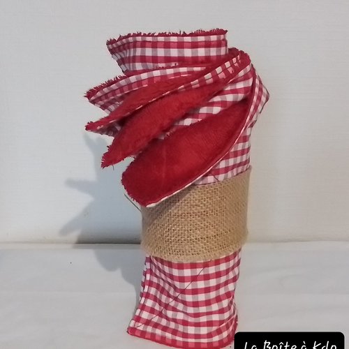 Essuie-tout lavable, en coton et éponge, zéro déchet motif vichy