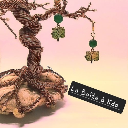 Boucles d'oreilles  arbre de vie aventurine