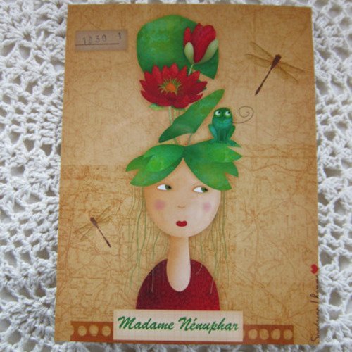 Carte postale illustrée - * madame nénuphar *