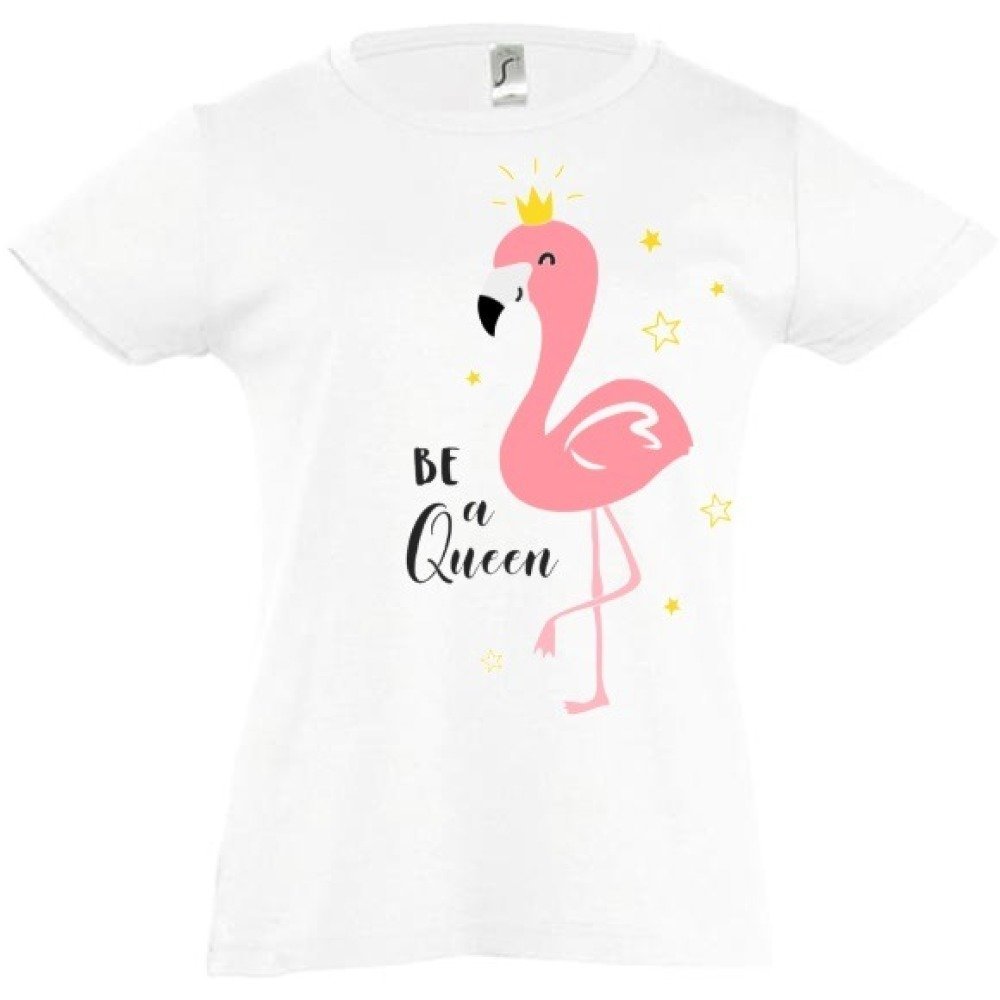 T Shirt Fille Flamand Rose Be A Queen Un Grand Marche