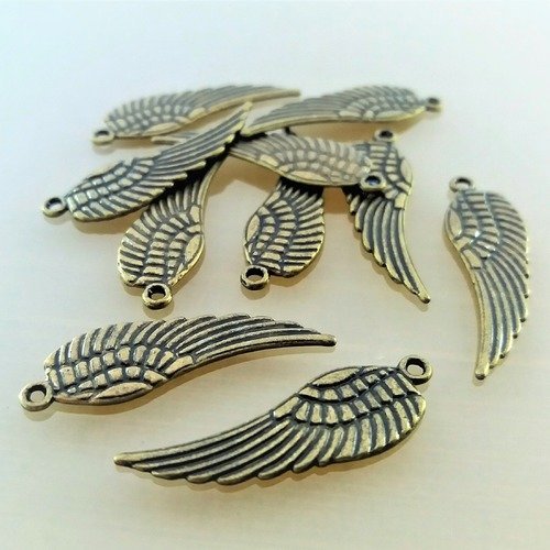 10 pendentifs ailes 3 cm métal coloris bronze