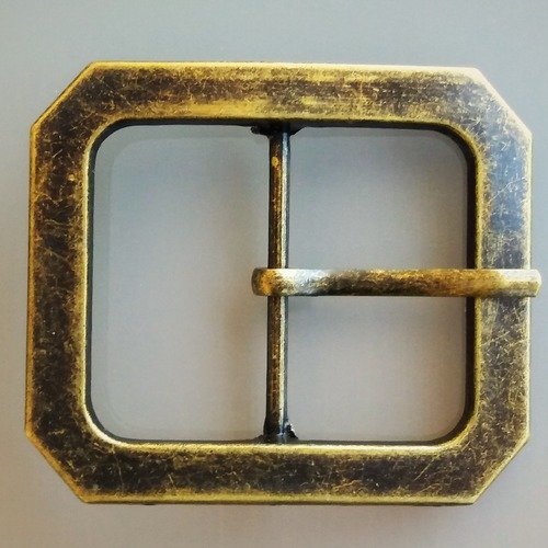 Boucle de ceinture octogonale passage de 3,8 cm coloris bronze vieilli