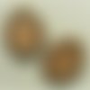 2 pendentifs pour cabochons ovales 40 mm x 30 mm métal coloris bronze