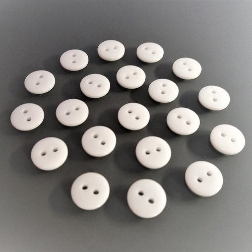 30 boutons ronds 10 mm plastique blanc