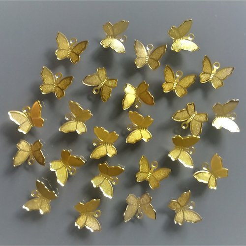25 breloques papillons métal coloris doré