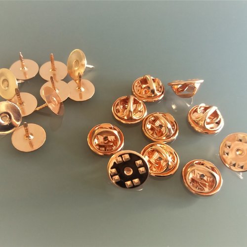 10 supports pin's base 10 mm métal coloris cuivre