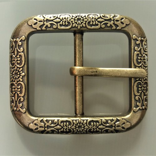 Boucle de ceinture rectangulaire en métal passage de 3,5 cm coloris bronze