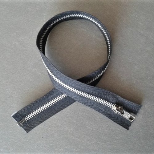 Zip 40 cm noir métal séparable