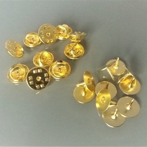 50 supports pin's base 10 mm métal coloris doré