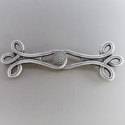 Brandebourg métal 10 cm coloris argent noirci