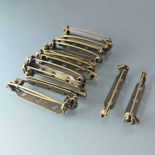 15 épingles 32 mm supports de broches coloris bronze fermoir sécurité