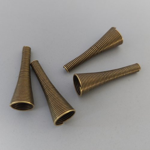 4 perles cônes spirales 28 mm métal coloris bronze