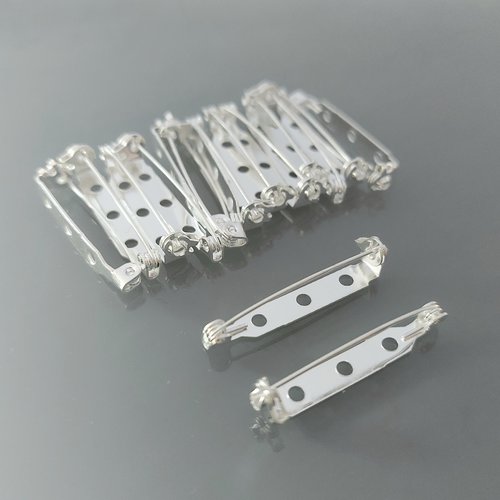 15 épingles 32 mm supports de broches coloris argent fermoir sécurité