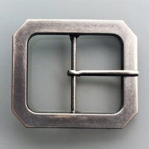 Boucle de ceinture octogonale passage de 3,8 cm coloris acier